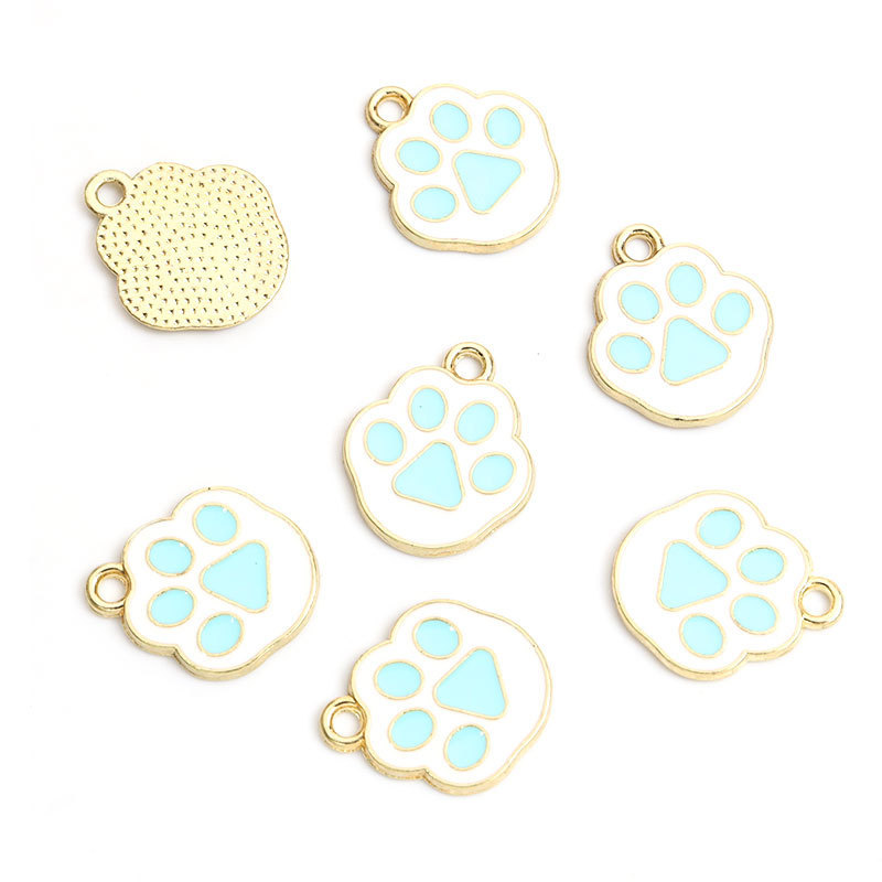 猫爪狗脚印滴油合金挂件脚丫DIY饰品配件手链项链耳环钥匙扣吊坠详情3