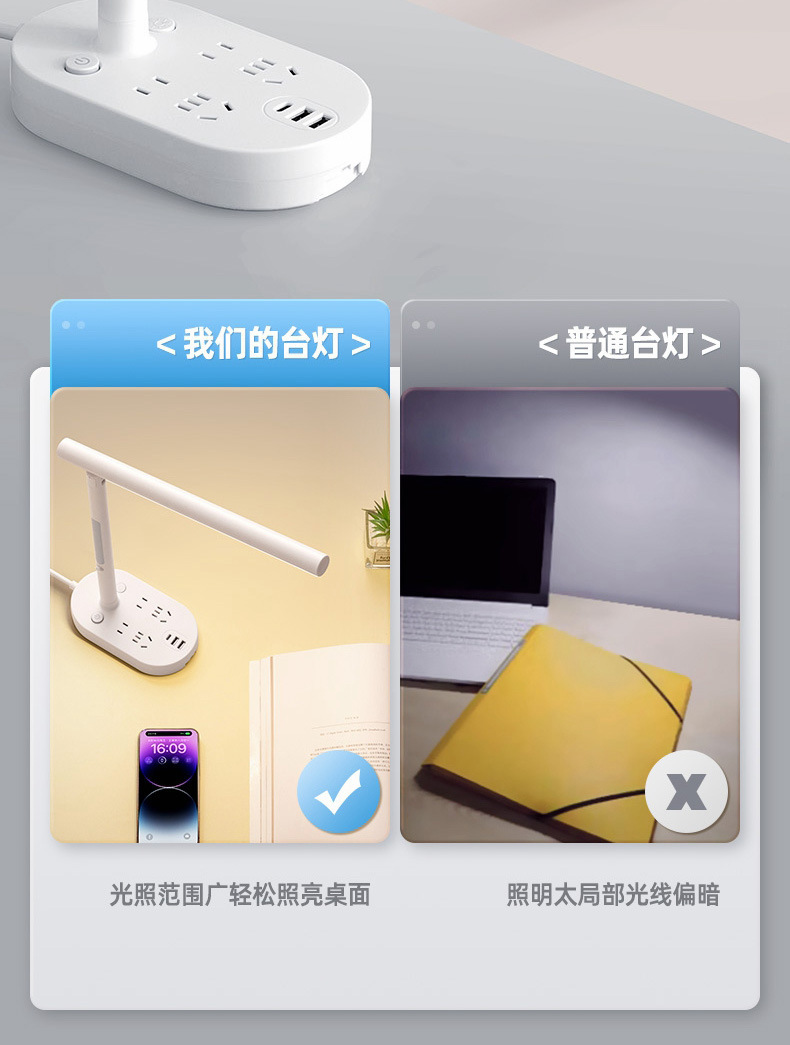 创意USB插座LED台灯护眼灯学生学习阅读书写书桌宿舍卧室床头灯详情5