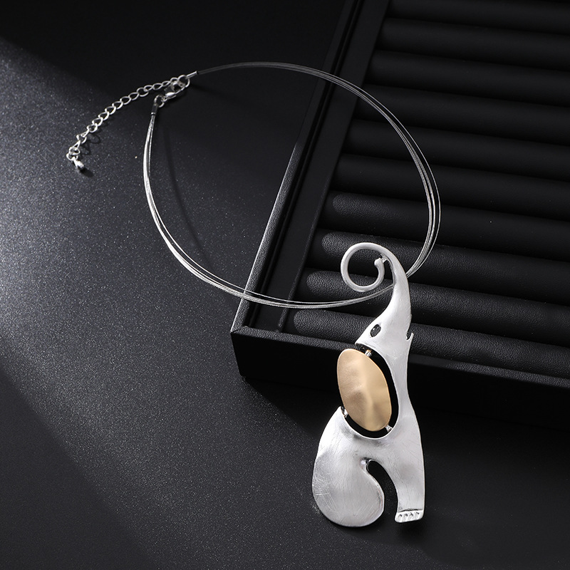 亚马逊跨境专供新款时尚个性独特小众撞色合金吊坠女士高级锁骨链详情13