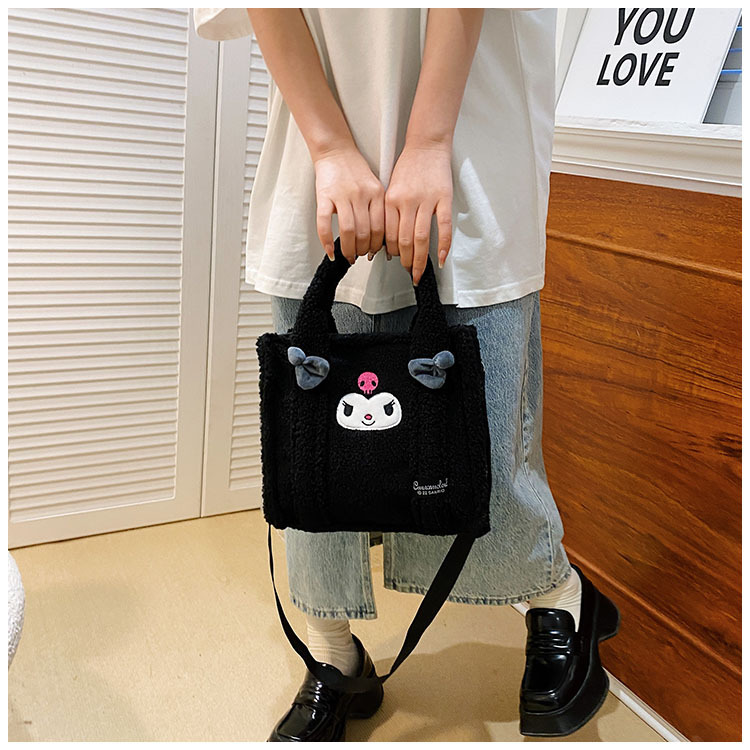 可爱库洛米毛绒手提包包女2024新款大容量百搭通勤学生上课托特包详情12