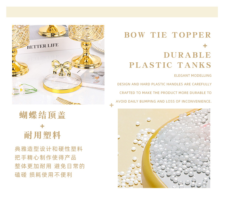 外贸欧式PET带盖糖果罐金色镂空居家客厅摆件收纳储蓄糖果坚果罐详情7