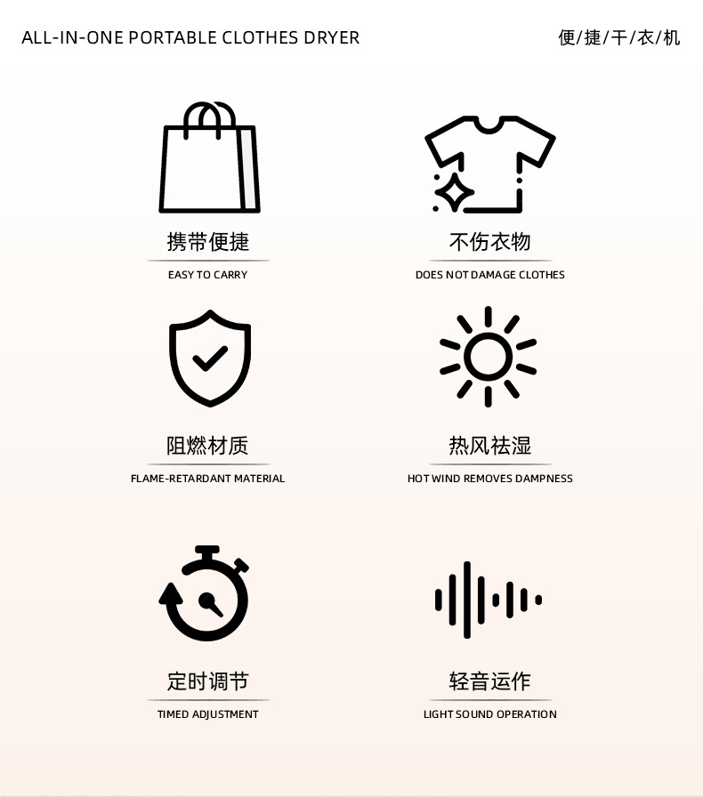 Cross-border foreign trade household small dryer, portable folding clothes dryer for business trips and travels, mini dormitory dryer P52 pic 2