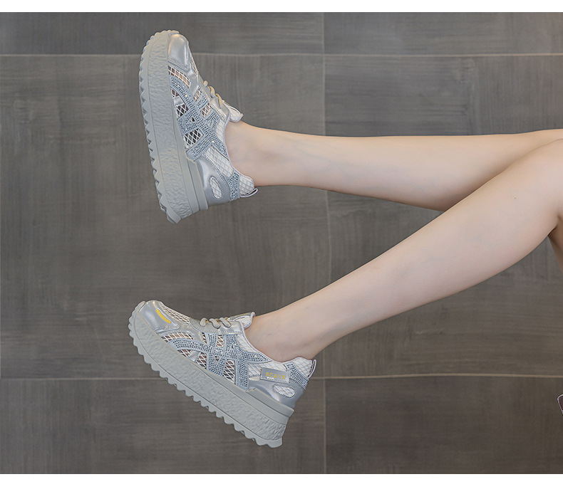 小个子厚底小白鞋女2025夏款轻奢爆款浅口透气运动增高休闲老爹鞋详情32