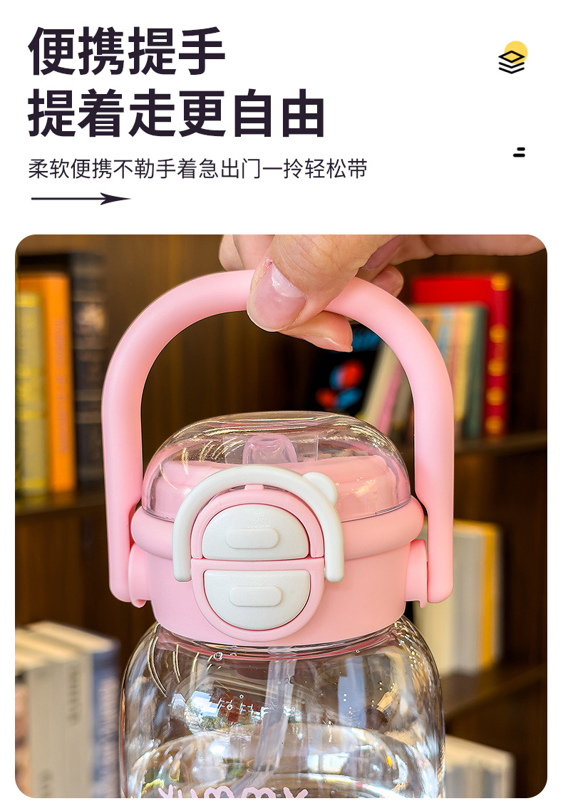 可爱卡通小狗透明塑料水杯女高颜值500ml提手户外便携喝水杯子夏 pic 8