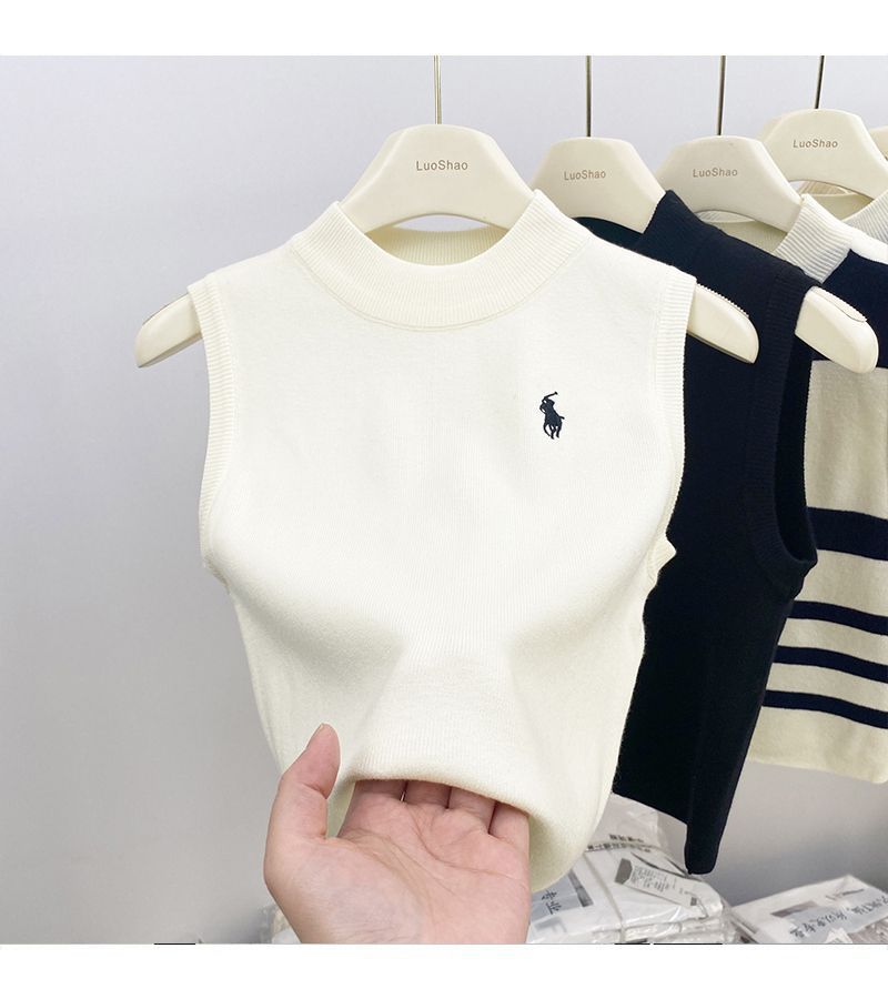 复古优雅高端半高领工字背心女2024春夏新款时尚气质内搭打底上衣详情8