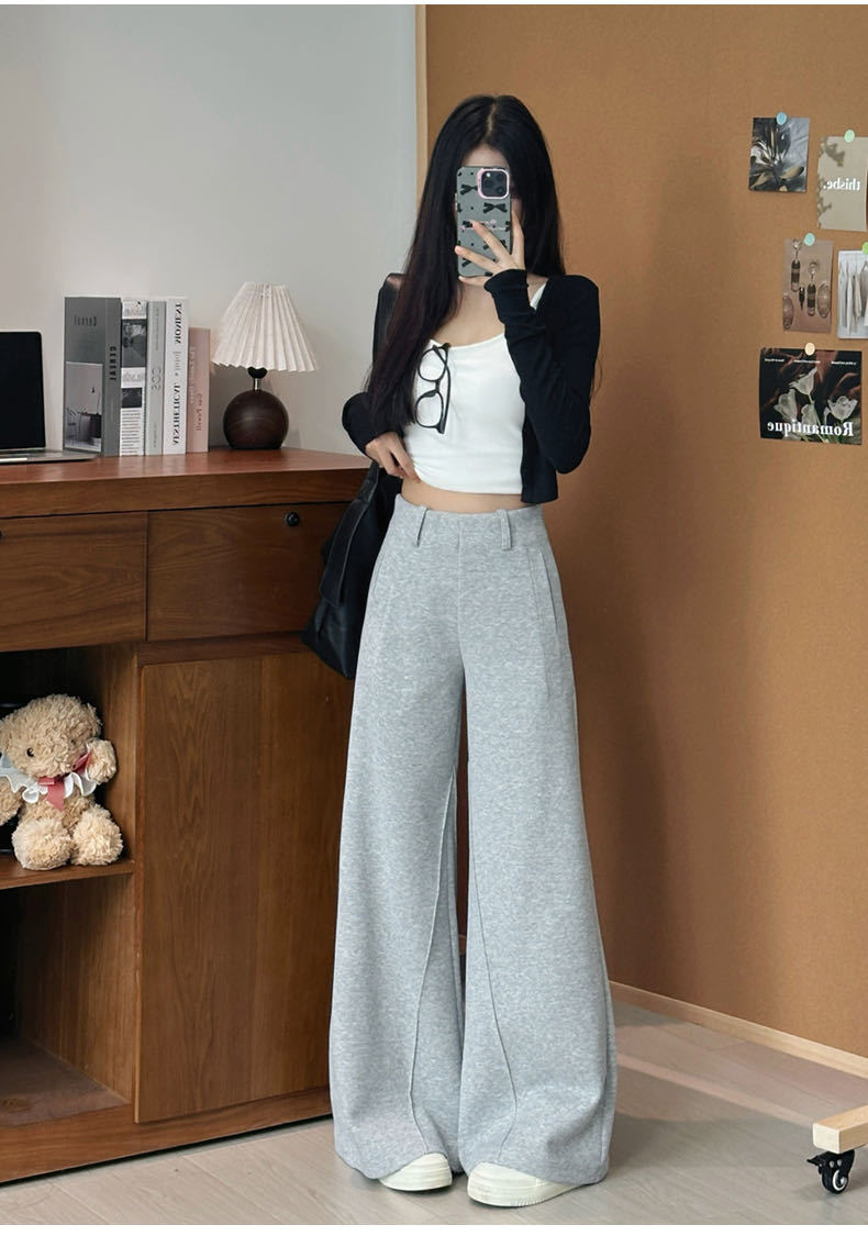 灰色运动裤女华棉秋冬2025新款高腰宽松直筒加绒加厚休闲阔腿卫裤详情19