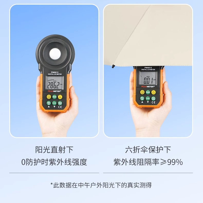 手动随身便携口袋迷你小巧可爱纯色黑胶防晒六折防紫外线晴雨两用详情10