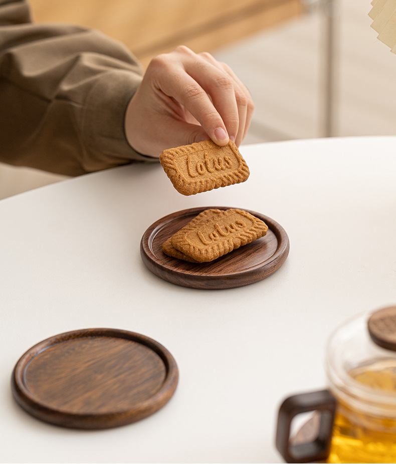 Black walnut coasters, creative ebony Japanese tea ceremony accessories, tea cup holders, heat insulation pads, walnut wood coffee coasters pic 11
