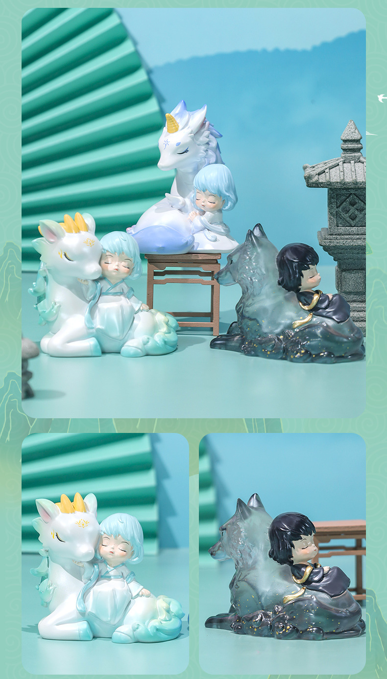 The second-generation blind box figurine of ancient legends, with a national trend and ancient style, is a divine beast figurine. It is a desktop resin decorative item and a creative gift with a national style pic 5