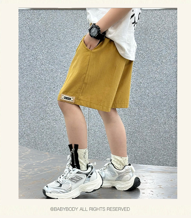 2024夏季简约薄款儿童短裤男童女童童装一件代发批发外贸纯棉短裤详情17