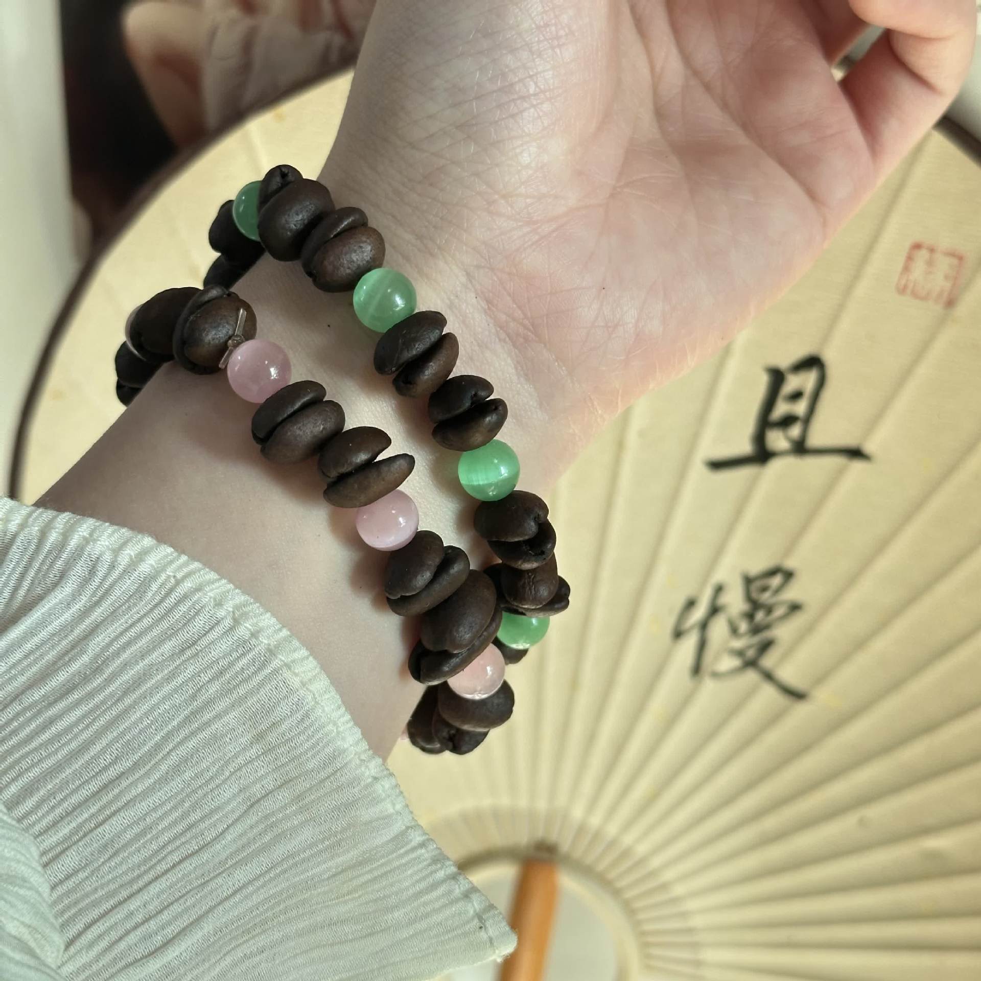 趣味咖啡豆猫爪串珠手链新中式设计感手作葫芦梅花手串百搭手链详情18