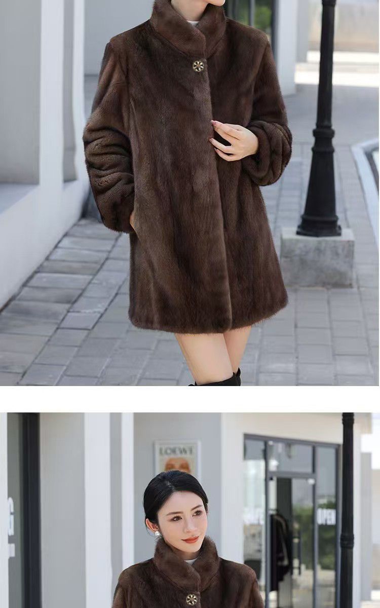 貂皮大衣女冬季新款整貂皮外套中老年貂绒仿皮草中长款加厚妈妈装详情5
