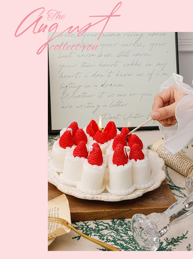 《恰好心动》少女礼物卧室裱花奶油草莓蛋糕香薰蜡烛韩国ins女生详情7