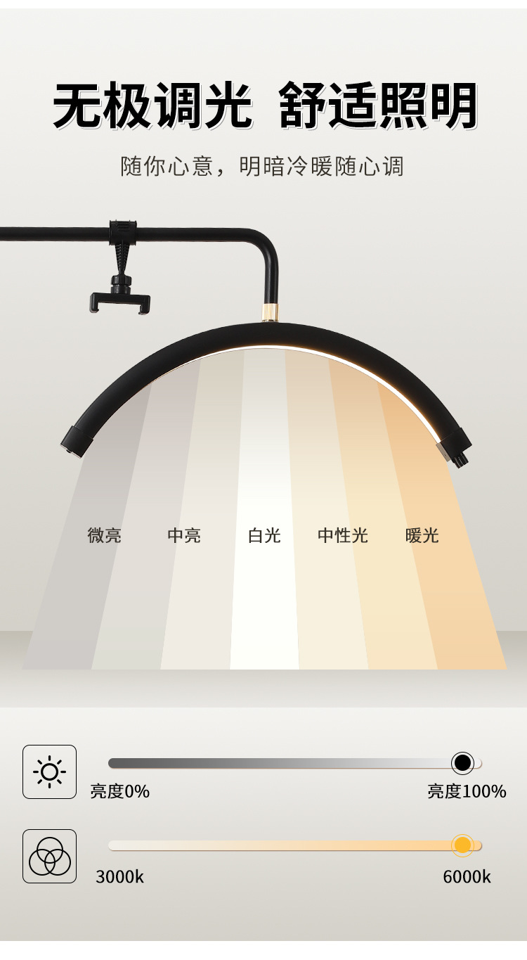 滑轮美睫半月灯 MOOM LAMP补光可移动纹身纹绣灯睫毛护眼 美容灯详情8