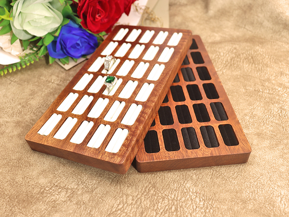 二十位戒指首饰展示托盘实木多卡位钻戒收纳无盖饰品包装礼盒多色详情8