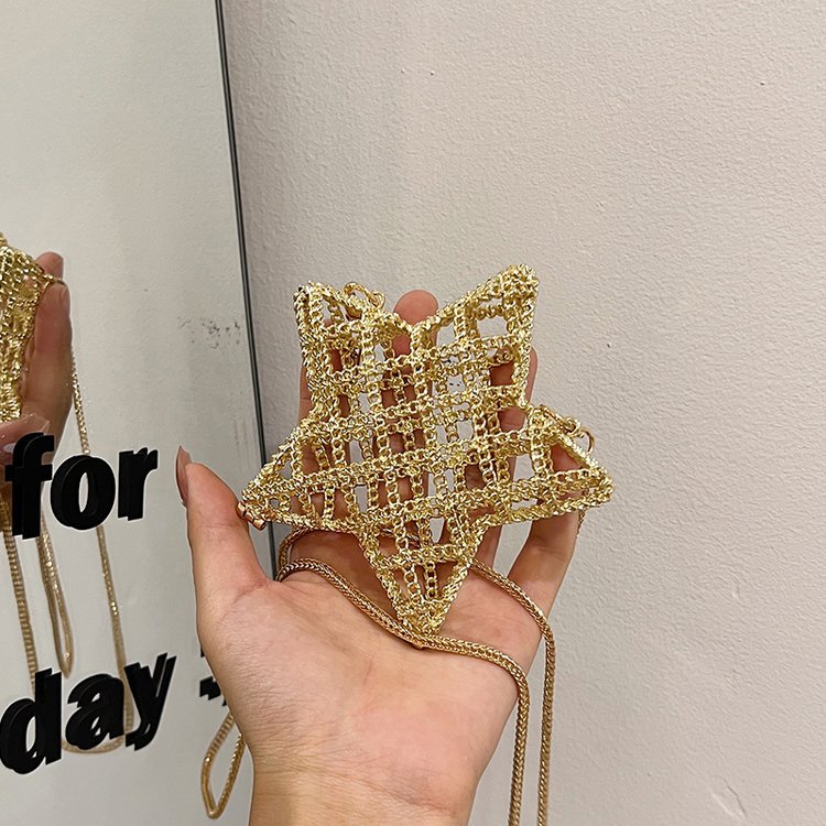 跨境2024夏新款小香风镂空金属星星包晚宴包单肩斜挎气质链条女包详情107