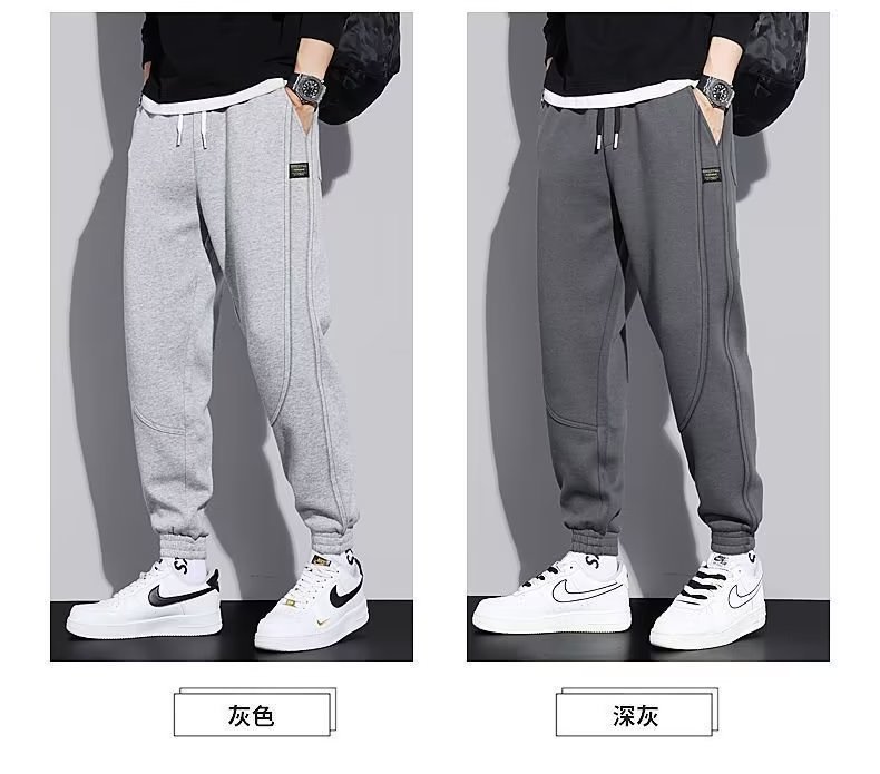 休闲卫裤男士春秋款宽松束脚裤秋季抽绳弹力针织运动裤子潮男长裤详情7