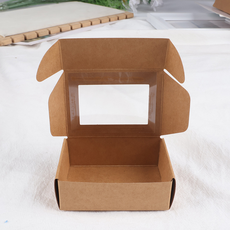 跨境牛皮纸飞机盒手工皂开窗盒镂空白卡黑卡迷你牛皮纸盒批发定制详情6