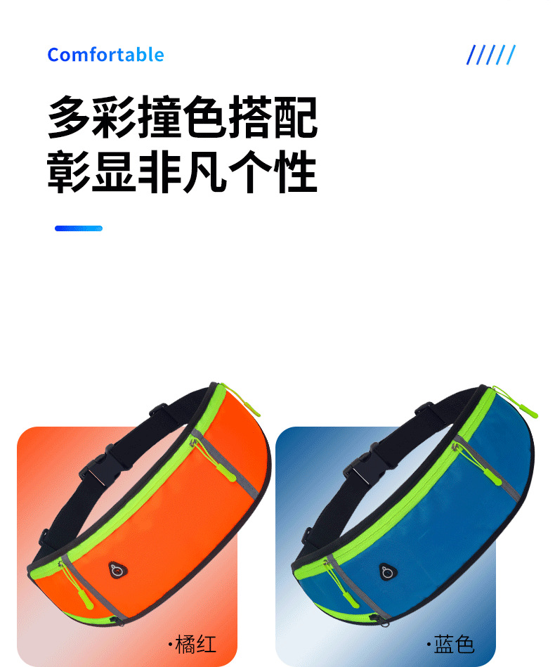 新款男女跑步腰包户外运动手机包多功能防水超薄贴身骑行包水壶包详情2