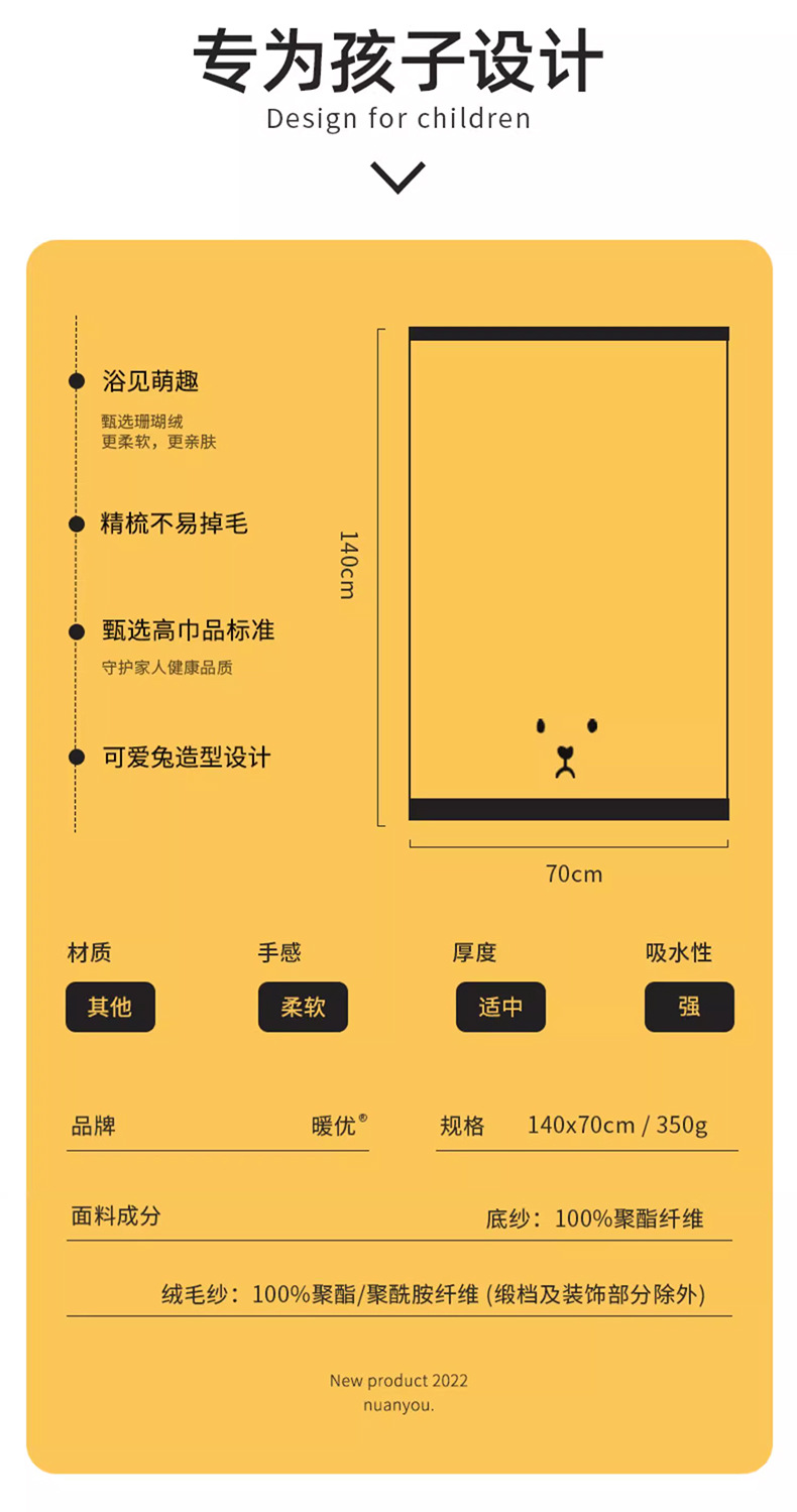 卡通兔子浴巾家用毛巾柔软速干两件套珊瑚绒男女通用吸水浴巾套装详情8