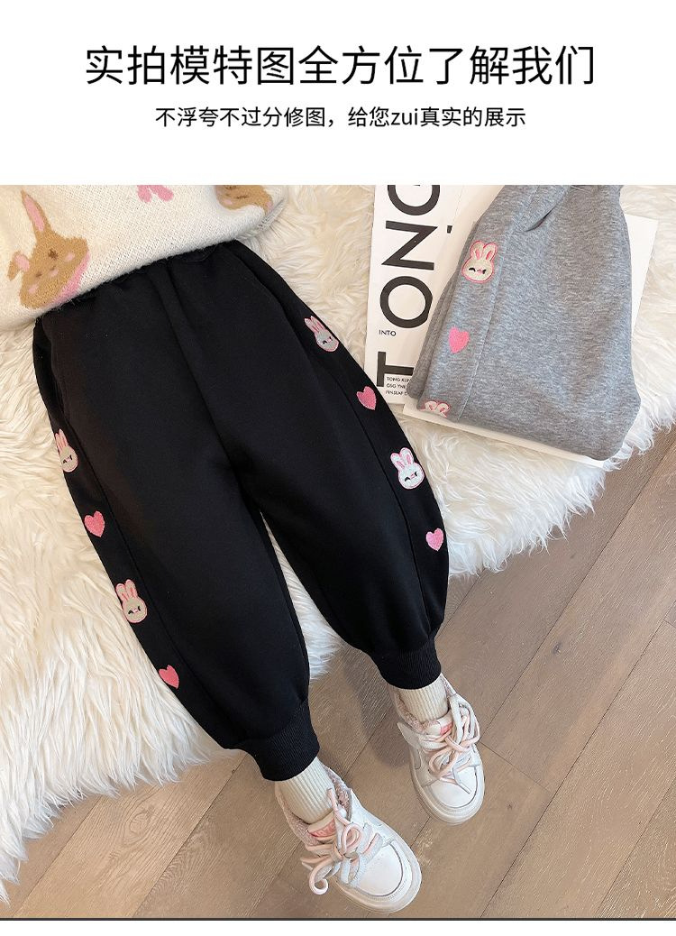 女童加绒裤子秋冬季2023新款运动裤中小童加厚休闲裤冬款儿童卫裤详情23