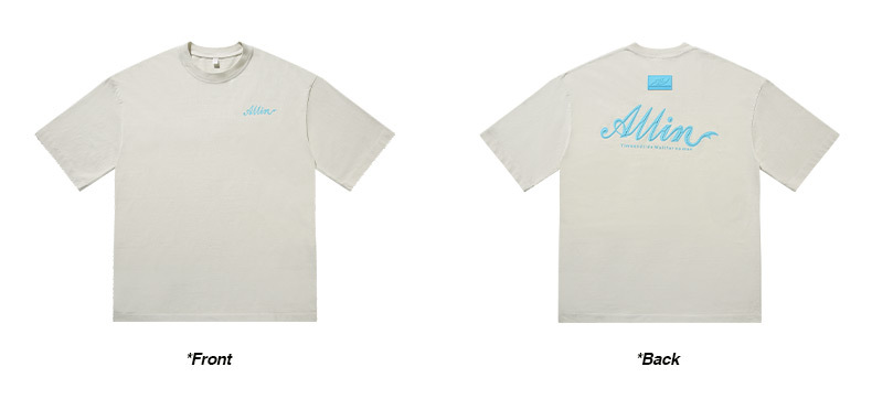 ALLIN pure cotton heavy-duty short-sleeved T-shirt for men, a summer trendy brand with three-dimensional printed letters and loose round-neck couple tops pic 53