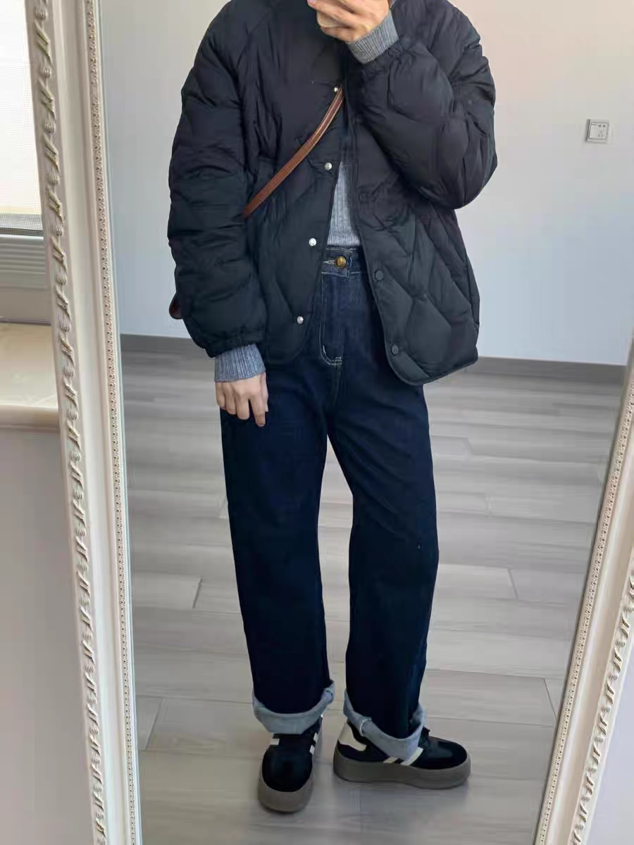 2025秋冬短款菱格圆无领轻薄羽绒服女士内胆白色鸭绒时尚休闲外套详情31