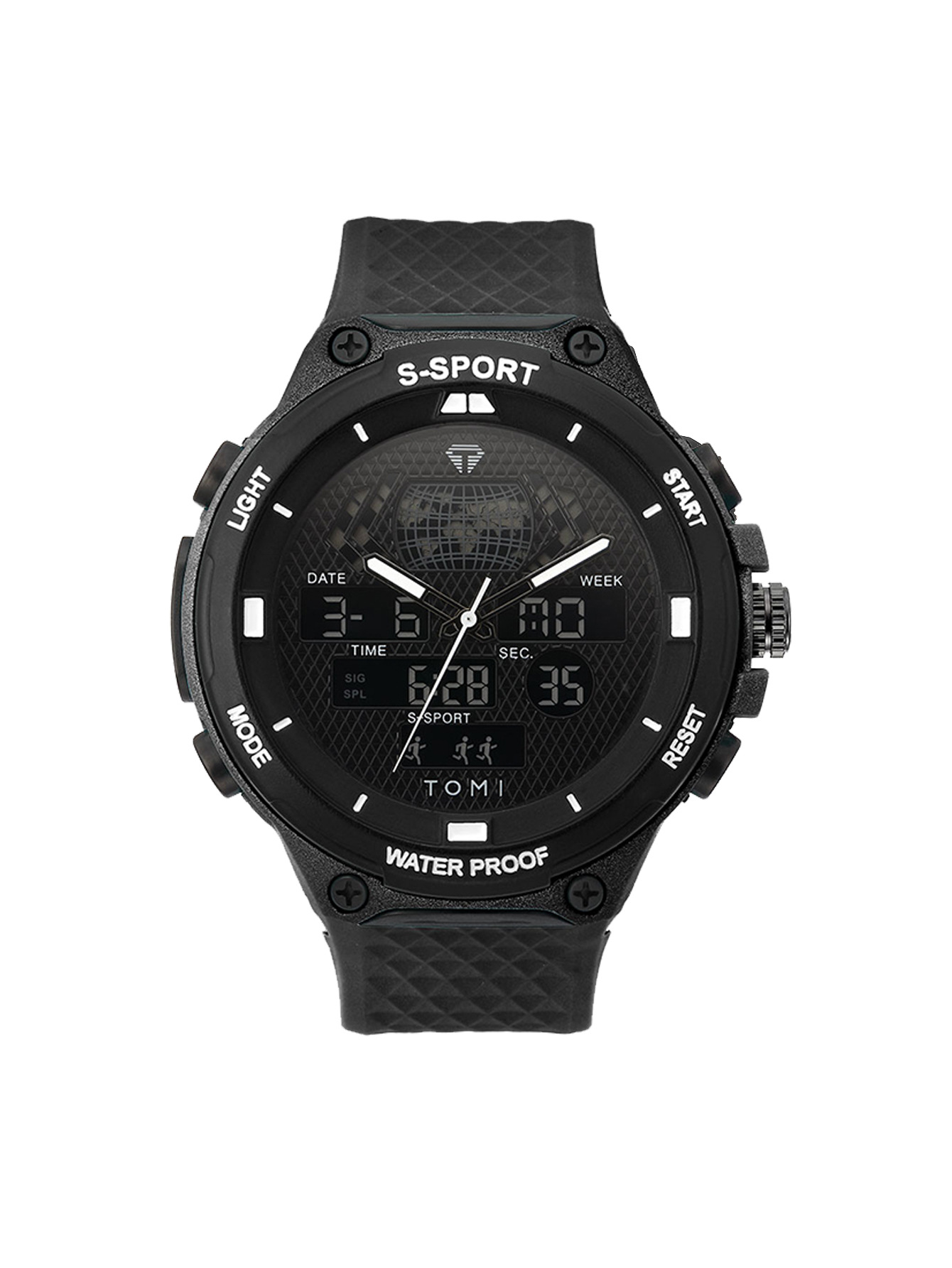 TOMI数字指针双显示创意休闲手表男士学生运动防水表高颜值石英表详情10