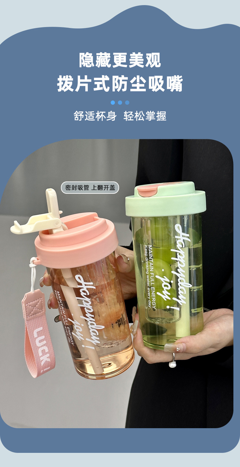 夏季水杯女ins吸管杯学生高颜值茶水分离泡茶杯子男款上班族颜控详情5