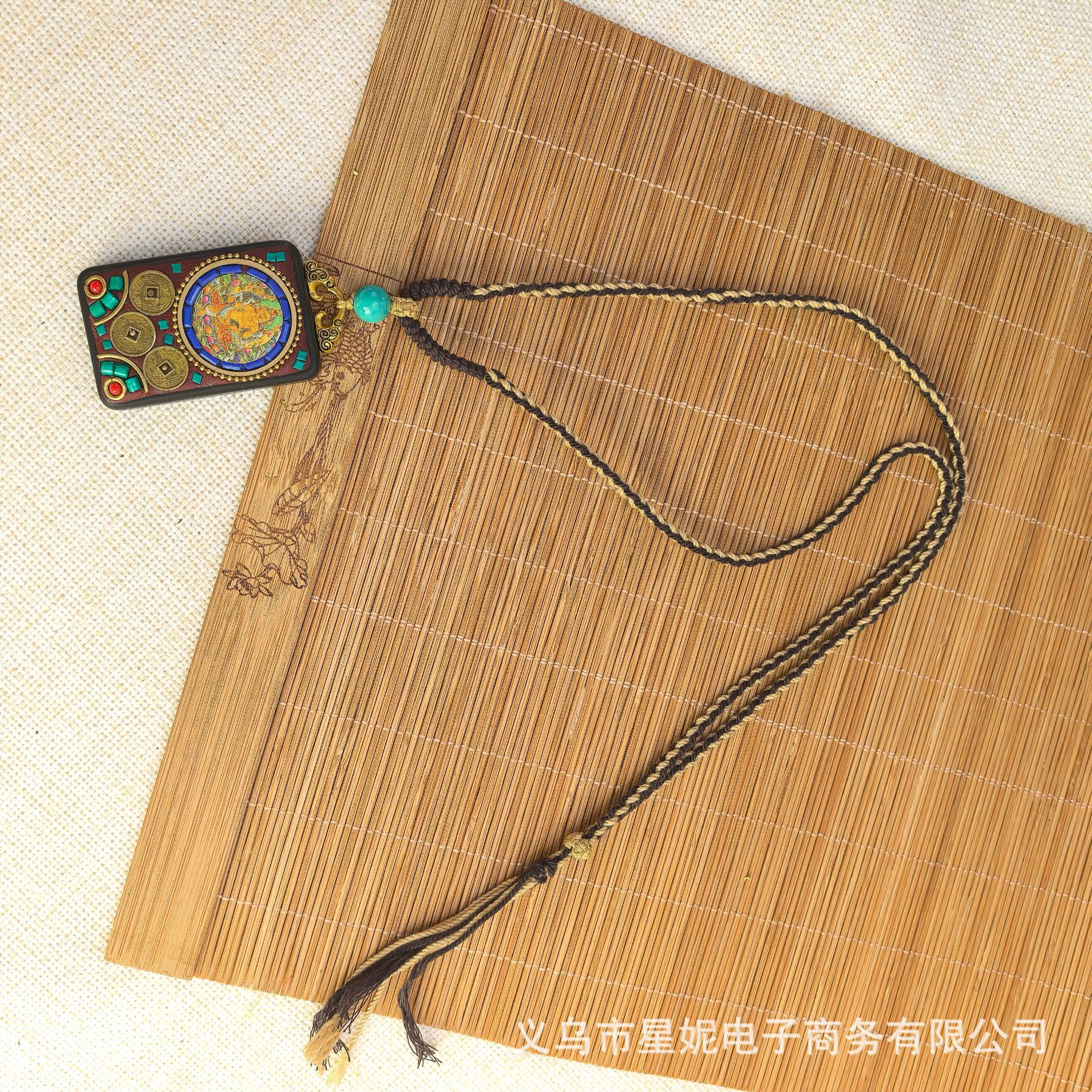 Nepalese Thangka pendant for men, green Tara Manjusri Bodhisattva, esandalwood Buddha amulet, retro necklace, sweater chain pendant for women pic 33