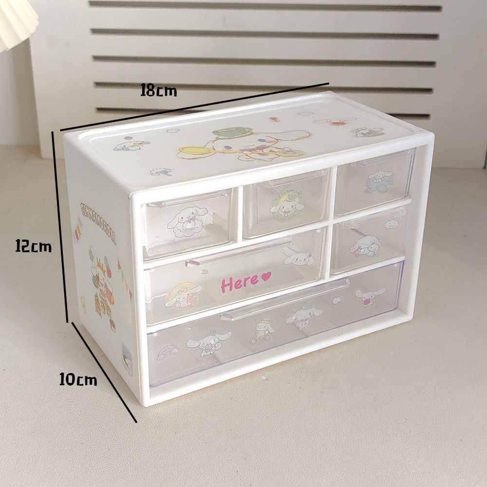 New type of storage box, table six-box jewelry storage box, student dormitory drawer-style living room compartmentalized small storage box pic 7