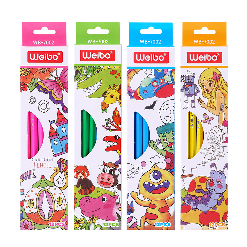 炜搏文具儿童木质卡通HB铅笔小学生可爱素描绘画自带橡皮盒装12支详情6