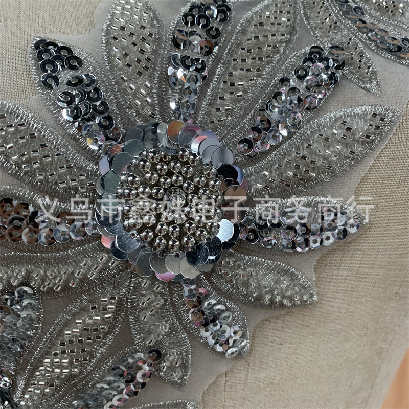 Beaded sequins, embroidered barcodes, wedding dress and evening gown accessories pic 9