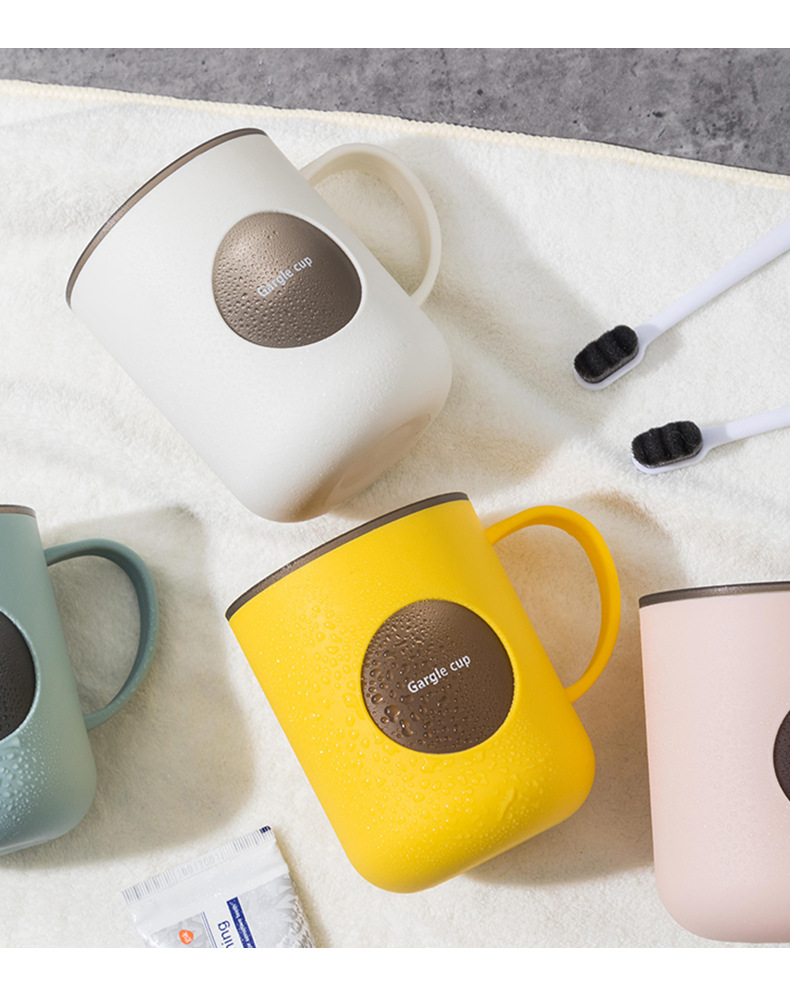 Double-layer contrasting color mouthwash cup, home bathroom brushing cup with handle, cute couple cup, durable washbasin cup pic 10