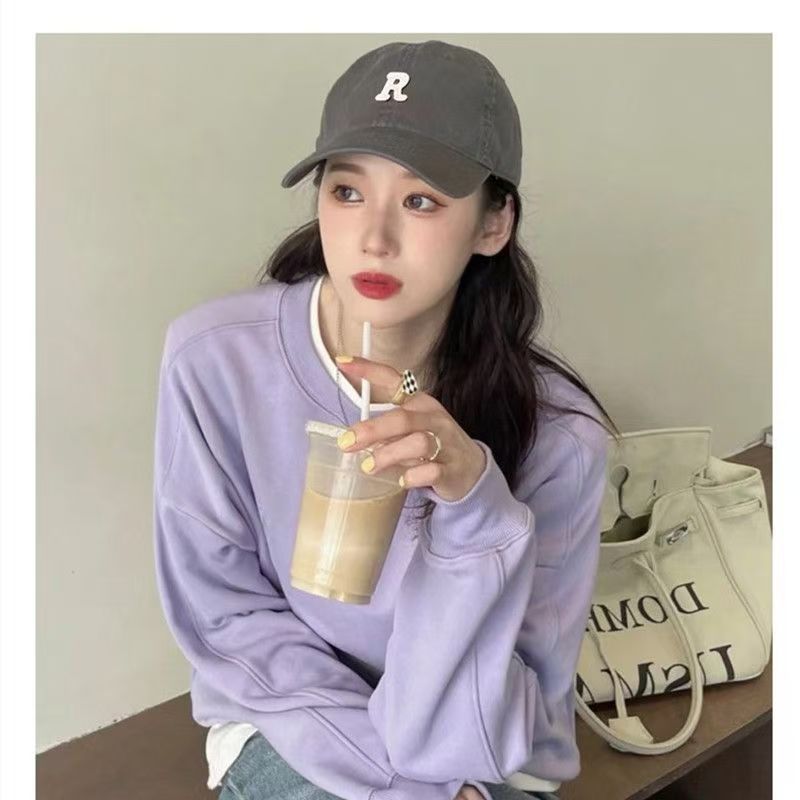 The new large-head baseball cap with a deep top and wide brim, embroidered letters, is a versatile and trendy solid-color baseball cap pic 5