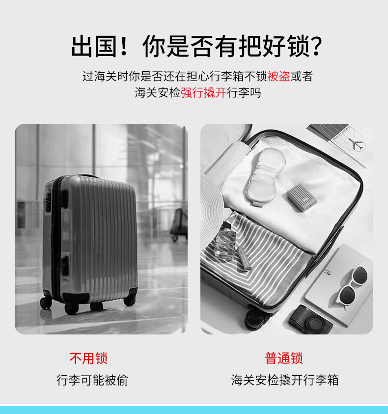 TSA customs combination lock, suitcase lock, backpack, locker drawer, 3-digit plastic customs combination lock for overseas travel pic 5