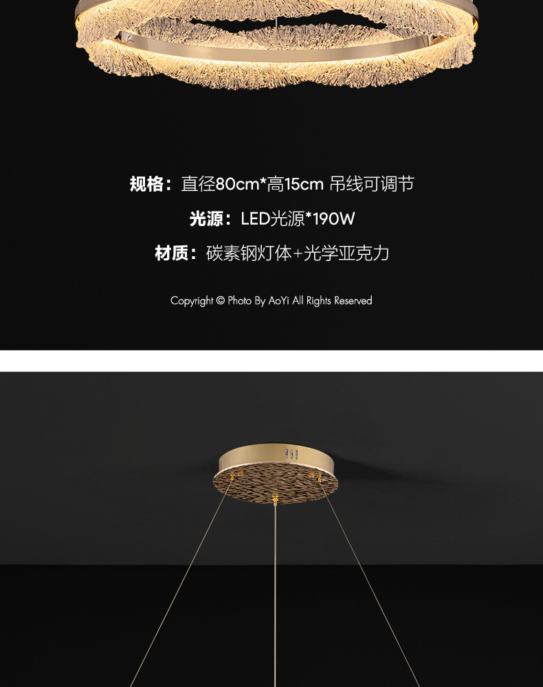 Modern light luxury living room chandelier, circular led hall light, designer creative model room, bedroom and dining room lighting fixtures pic 9