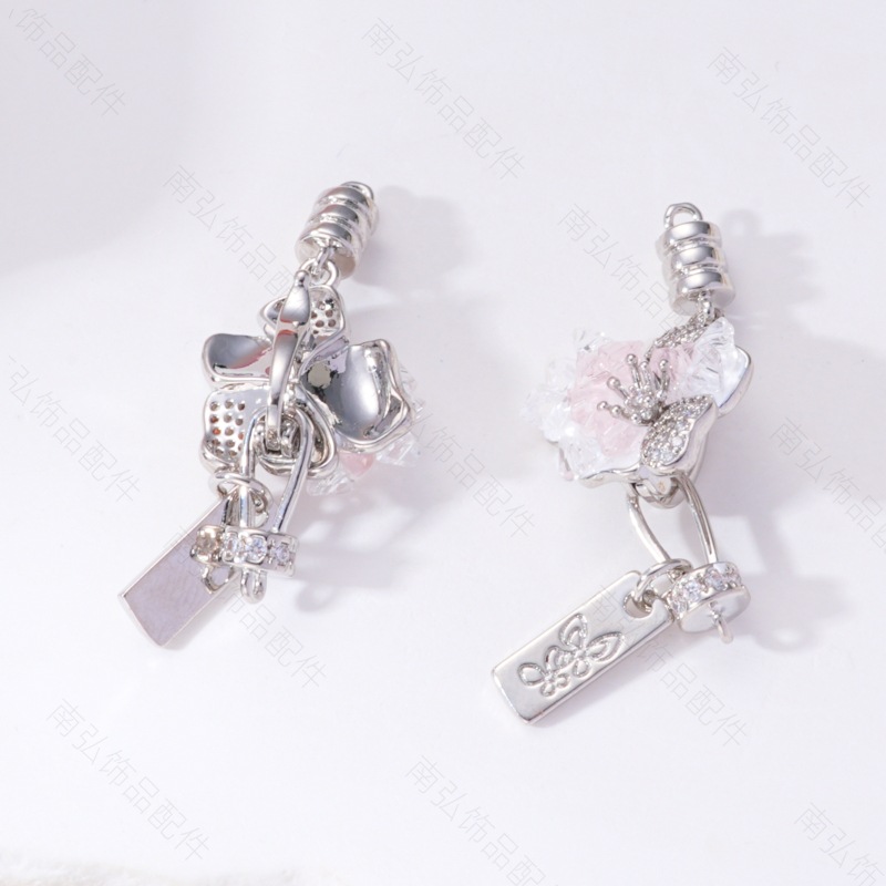 18K gold color-preserving inlaid zircon plum blossom connection at the end pearl buckle bracelet necklace, universal buckle diy jewelry accessory pic 16