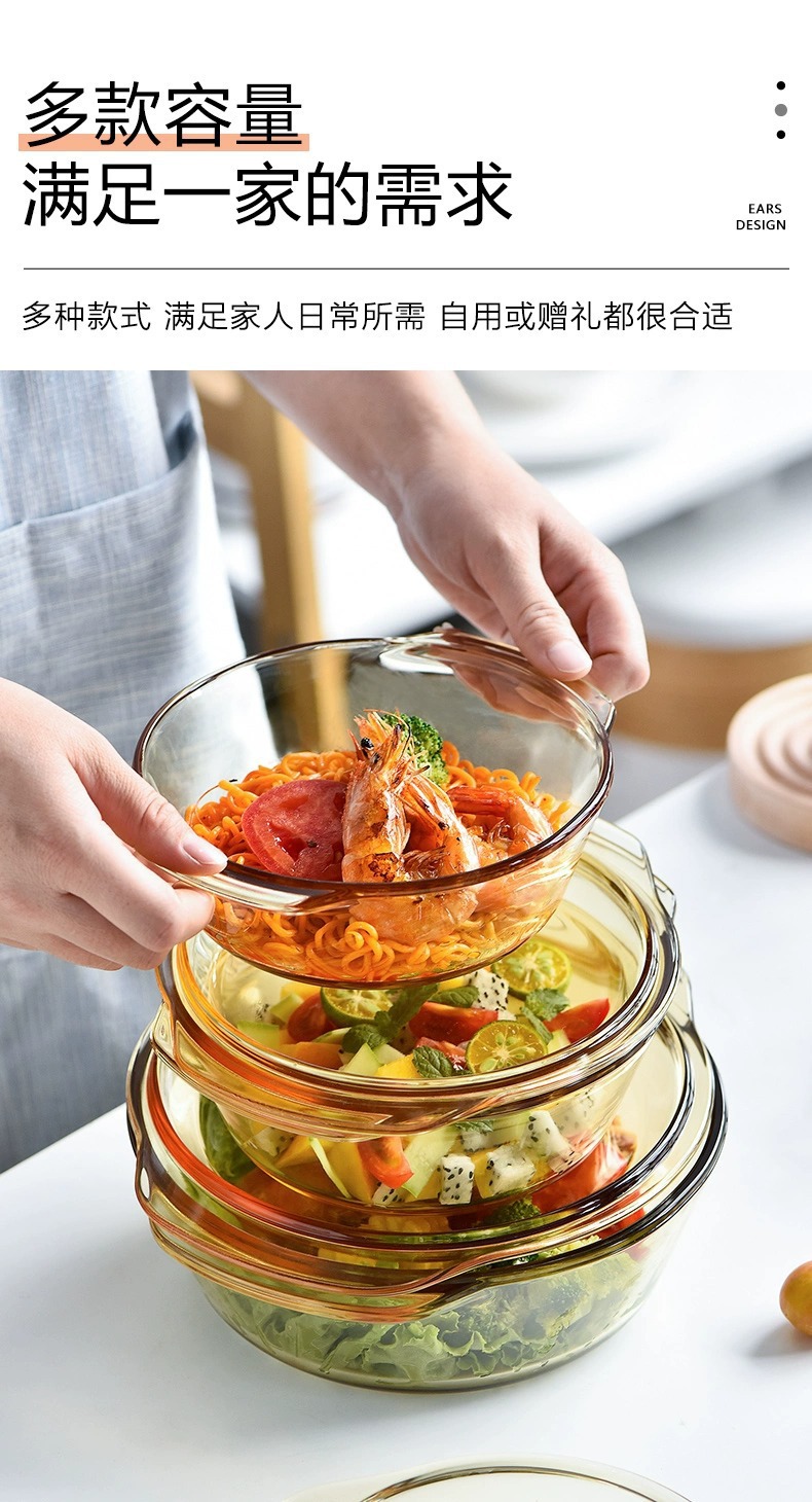Household transparent high borosilicate glass heat-resistant crystal cooker with lid, microwave oven, oven glass bowls and plates, rice baking trays pic 10