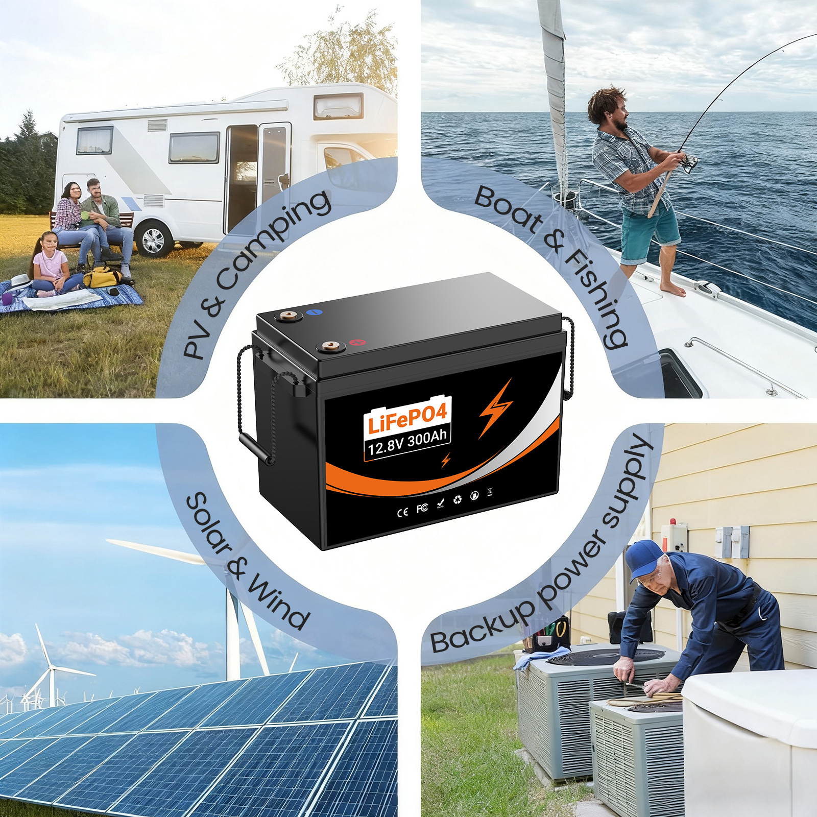 Lithium iron phosphate battery 12.8V300AH large-capacity rv battery golf cart support overseas warehouse consignment pic 8