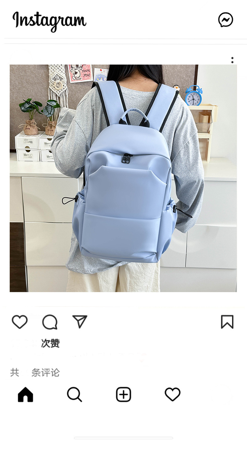 New large-capacity solid color backpacks for girls in foreign trade, simple and elegant school bags for junior and senior high school students pic 1