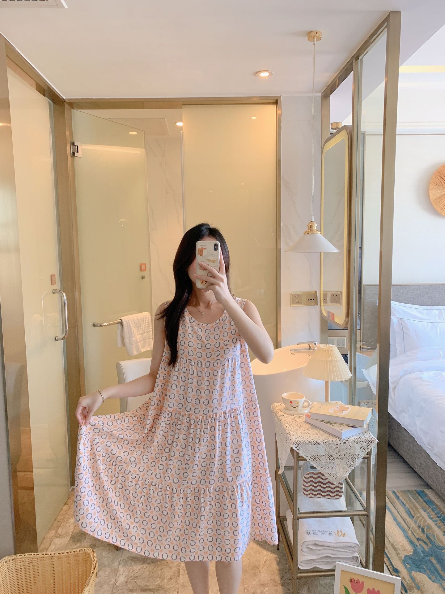 棉绸睡裙女时尚无袖大码印花薄款直播推荐套装可外穿睡衣家居服详情11