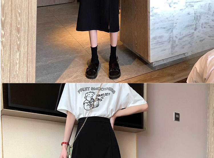 Suitable for pear-shaped figures, large-sized high-waisted long dress suits, slit A-line skirts, knee-length mid-length skirts for women in autumn pic 3