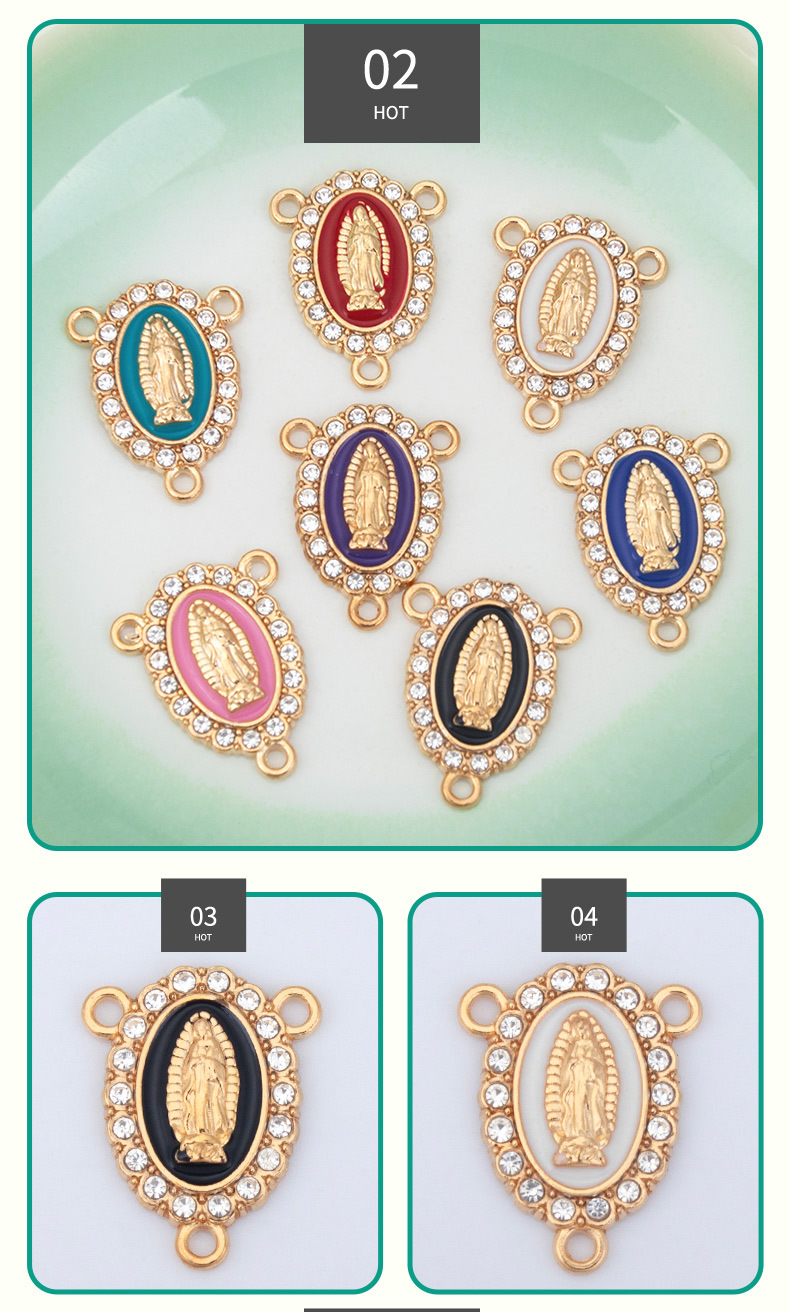 New creative alloy three-pendant diy accessories, religious Virgin Mary oil drip diamond necklace bracelet pendant pendant, Virgin Mary Buddha Statue, Guan Gong statue, Wong Tai Sin statue, Jade Guanyin Buddha utensils and accessories pic 6