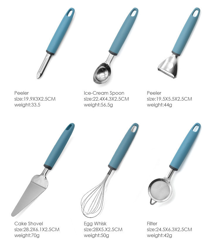跨境多功能厨房工具打蛋器蛋糕铲开瓶器披萨刀烘焙芝士铲14件套装详情5