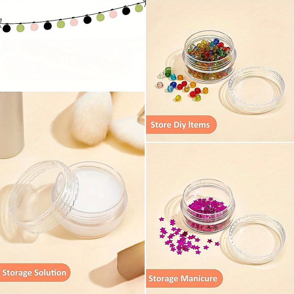 Трансграничная пластмассовая прозрачная круглая емкость для сбора четок классифицируется как небольшие наборы для сбора бусин pic 3