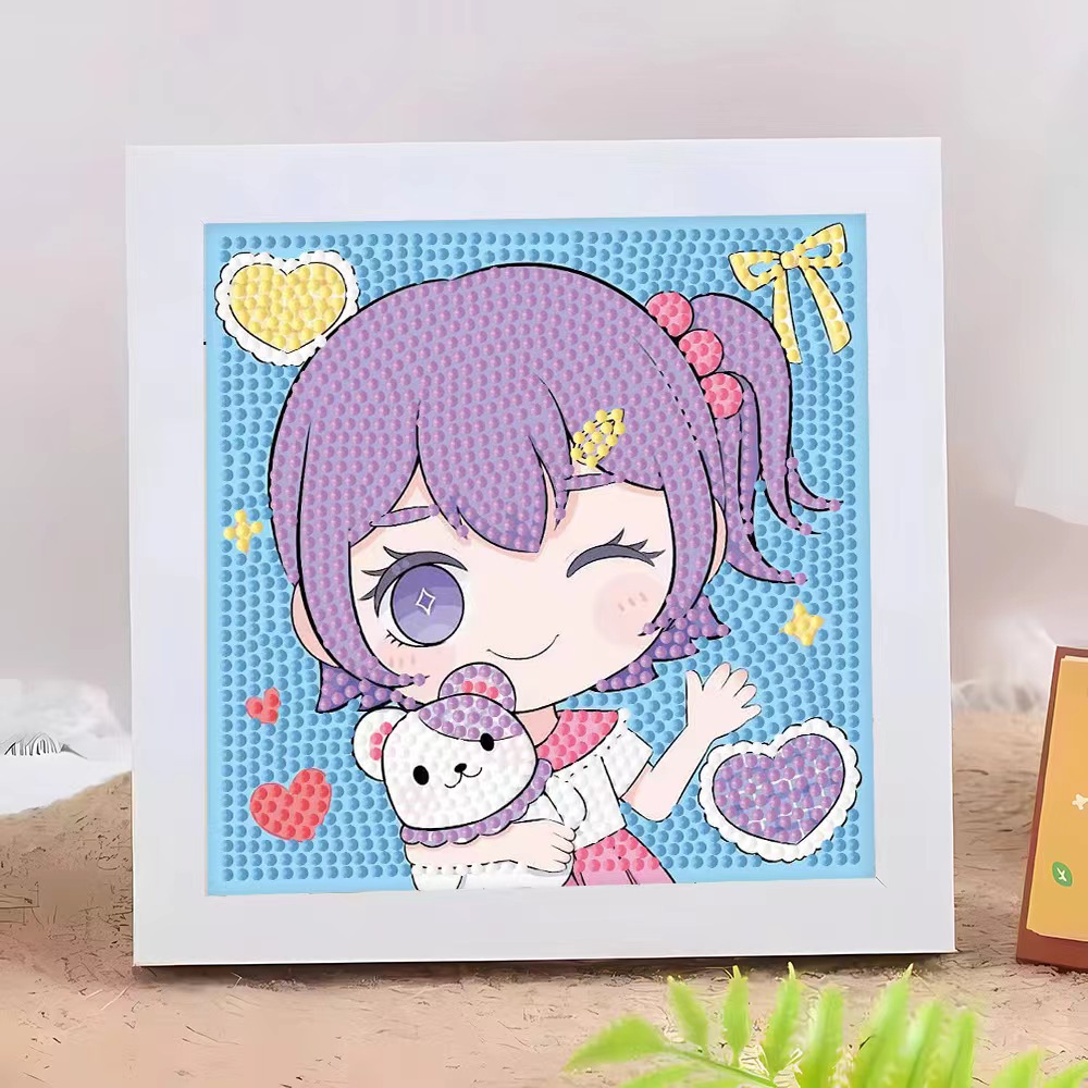 新款卡皮巴拉满钻儿童钻石画手工diy带框材料包卡通点钻粘贴礼物详情34