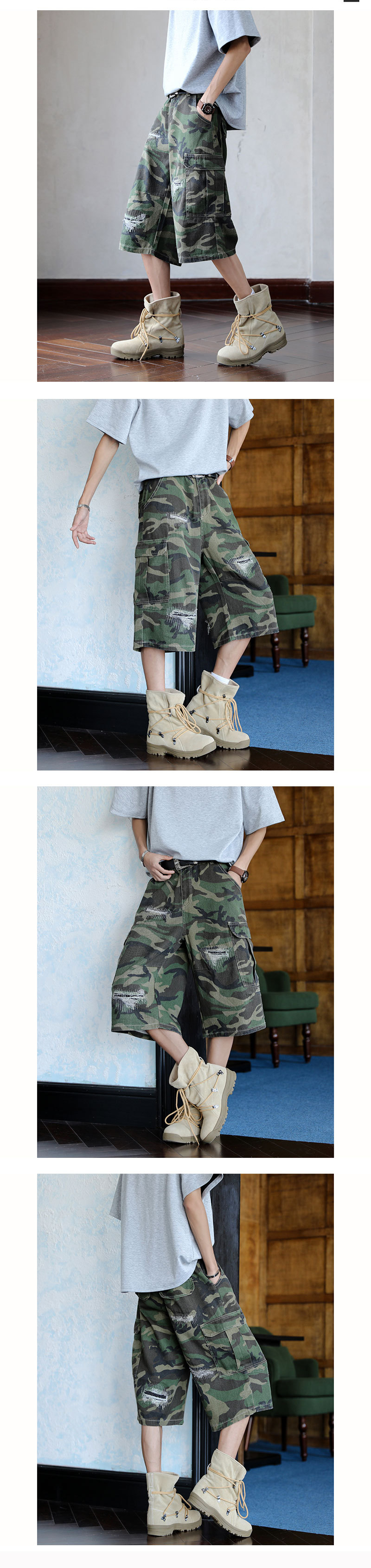 军绿色迷彩牛仔裤男款秋夏季伐木工装裤子美式高街直筒休闲长裤子详情24