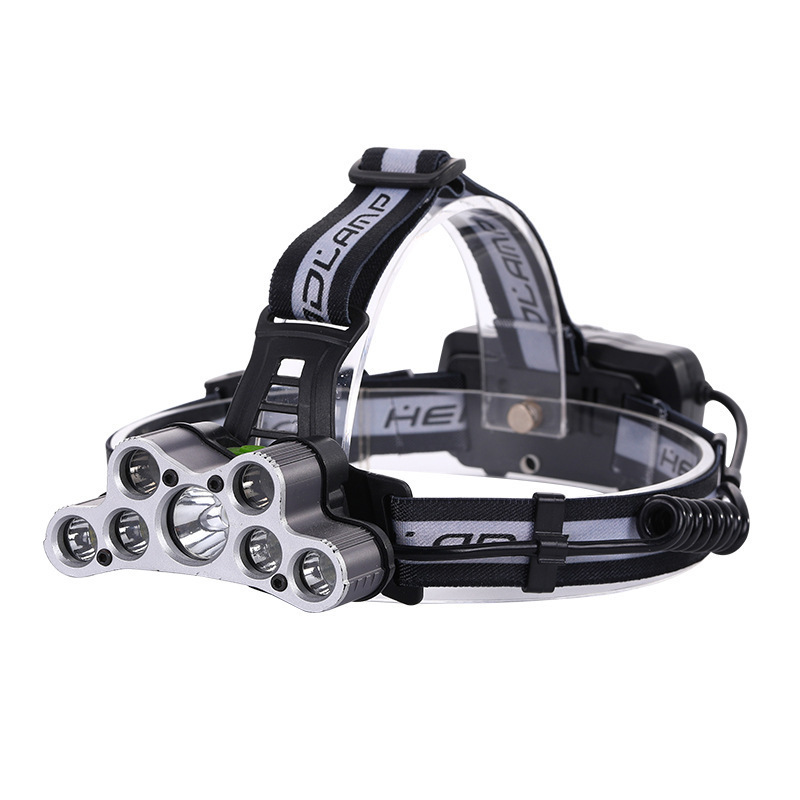 跨境新款7头T6强光头灯头戴式电筒充电超亮光灯现货批发厂家直供详情1