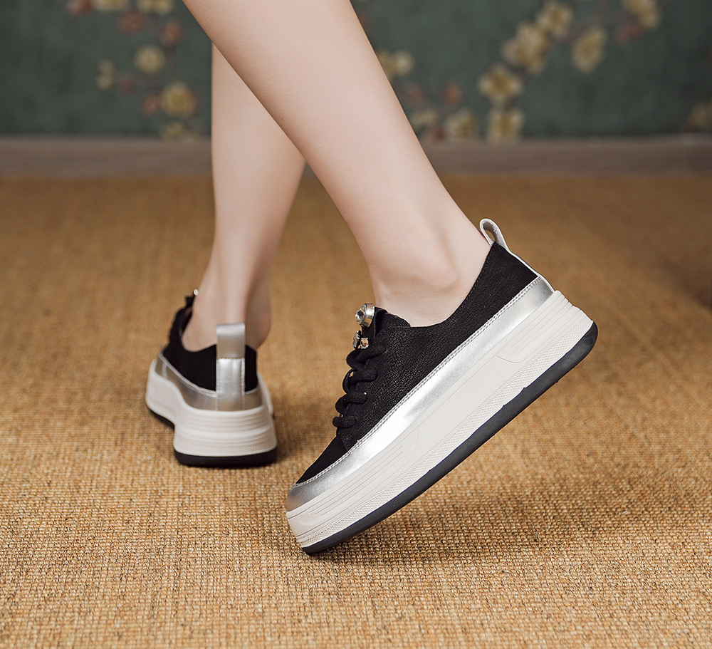 真皮休闲鞋女厚底增高2025春夏季新款复古板鞋百搭平底单鞋潮详情11